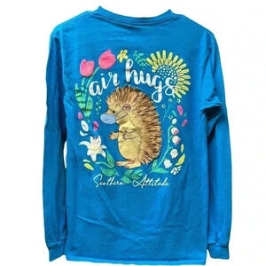 🌟 Southern Attitude Delta Pro Hedgehog Graphic Long Sleeve T-Shirt Size S 🌟